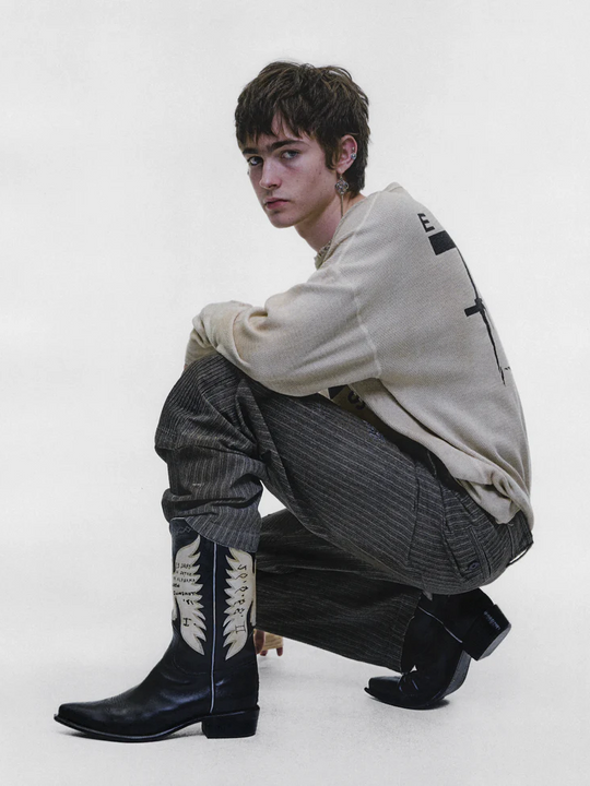 Black boots, full body view