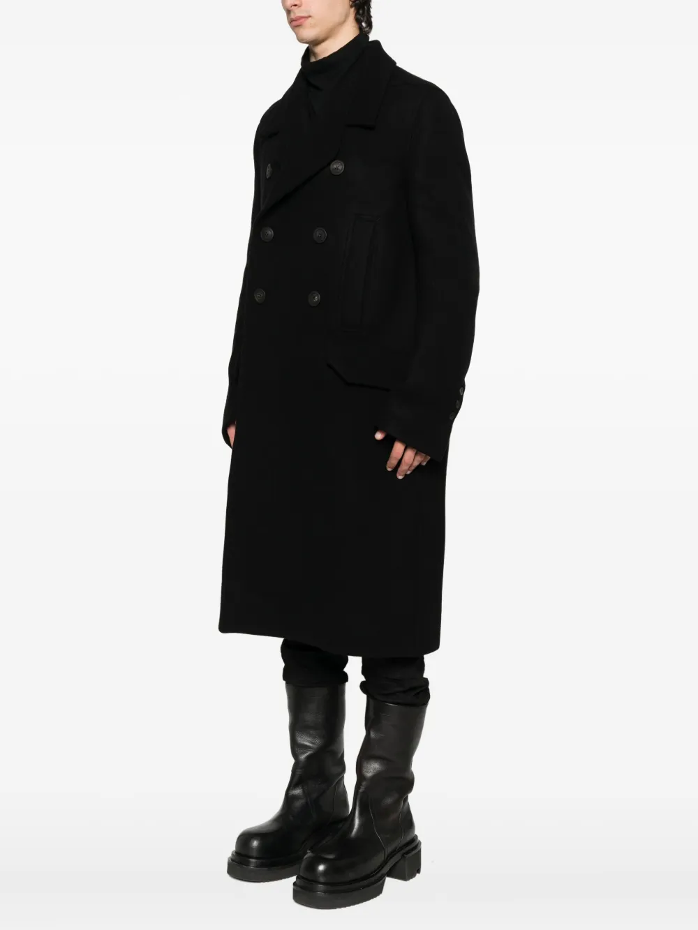 Black coat, full body view
