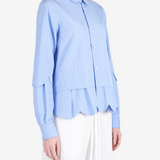 Blue shirt, full body view