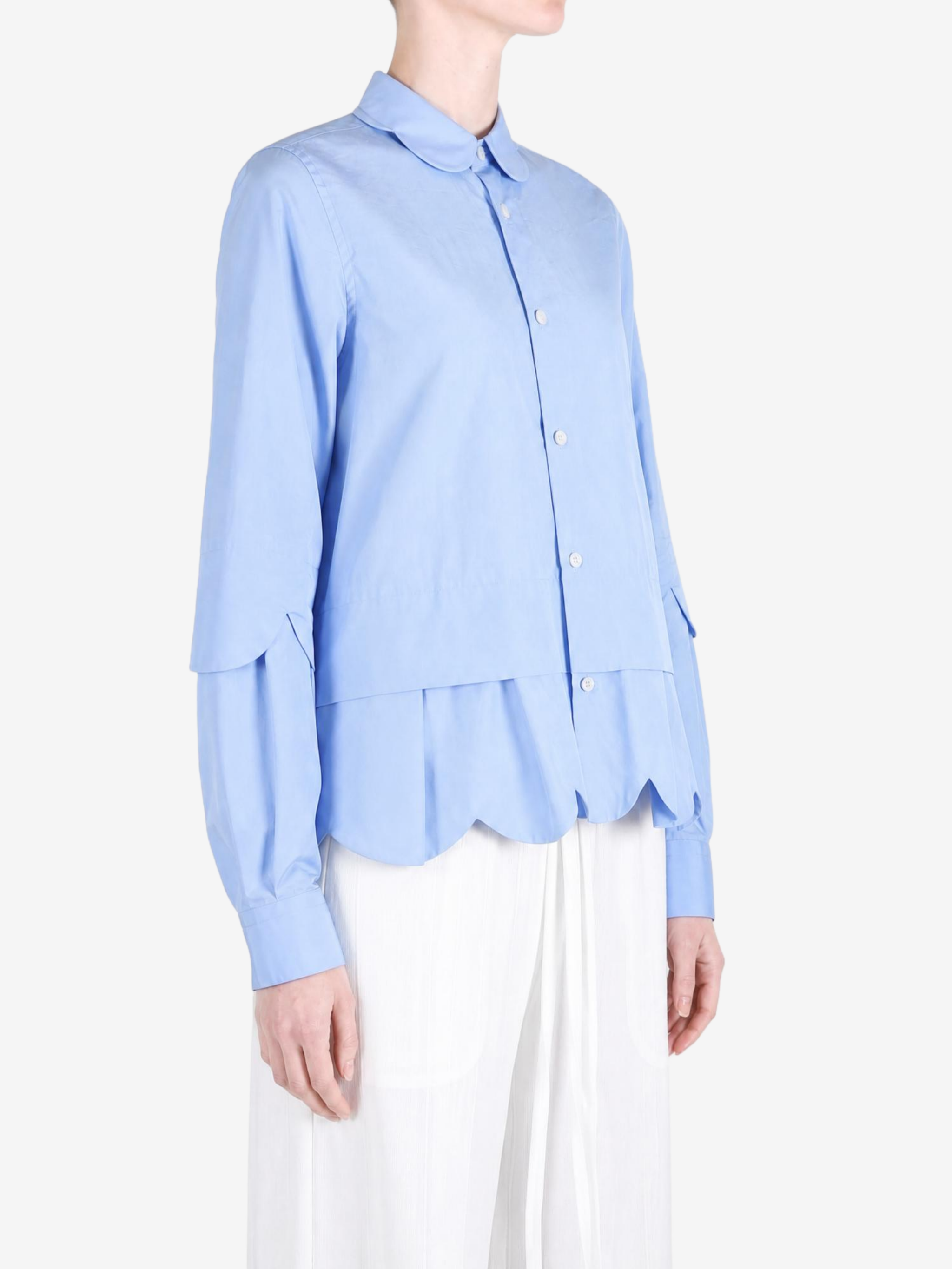 Blue shirt, full body view