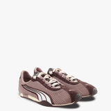 Tan sneakers, side view