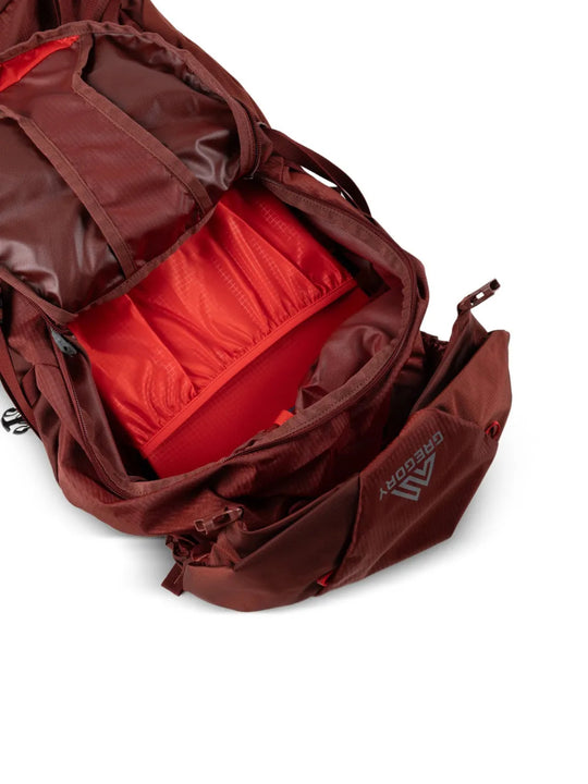 Burgundy bag, front view