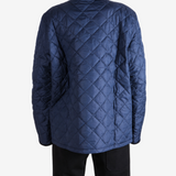 Navy jacket, full body view