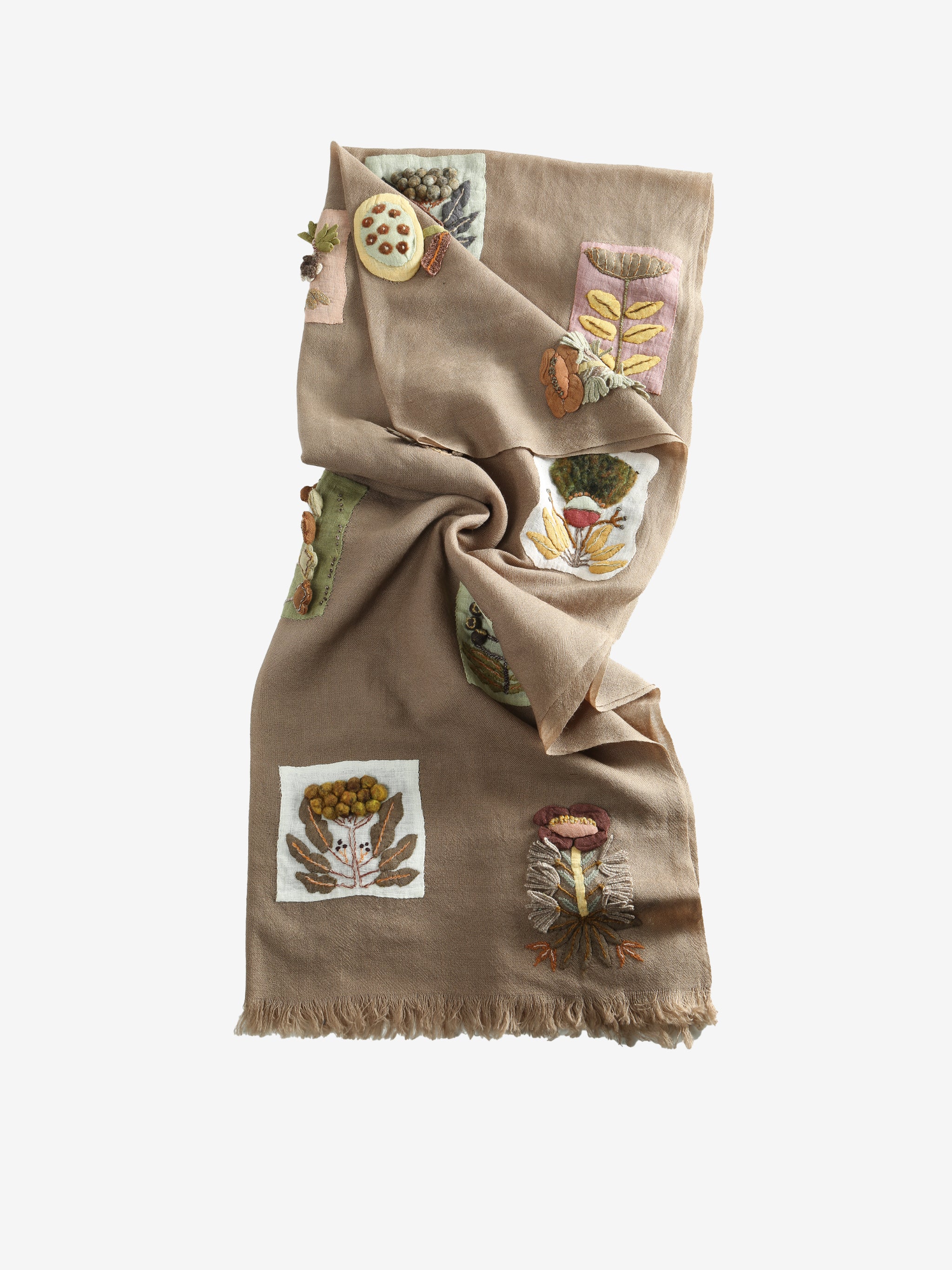 Tan scarves, front view
