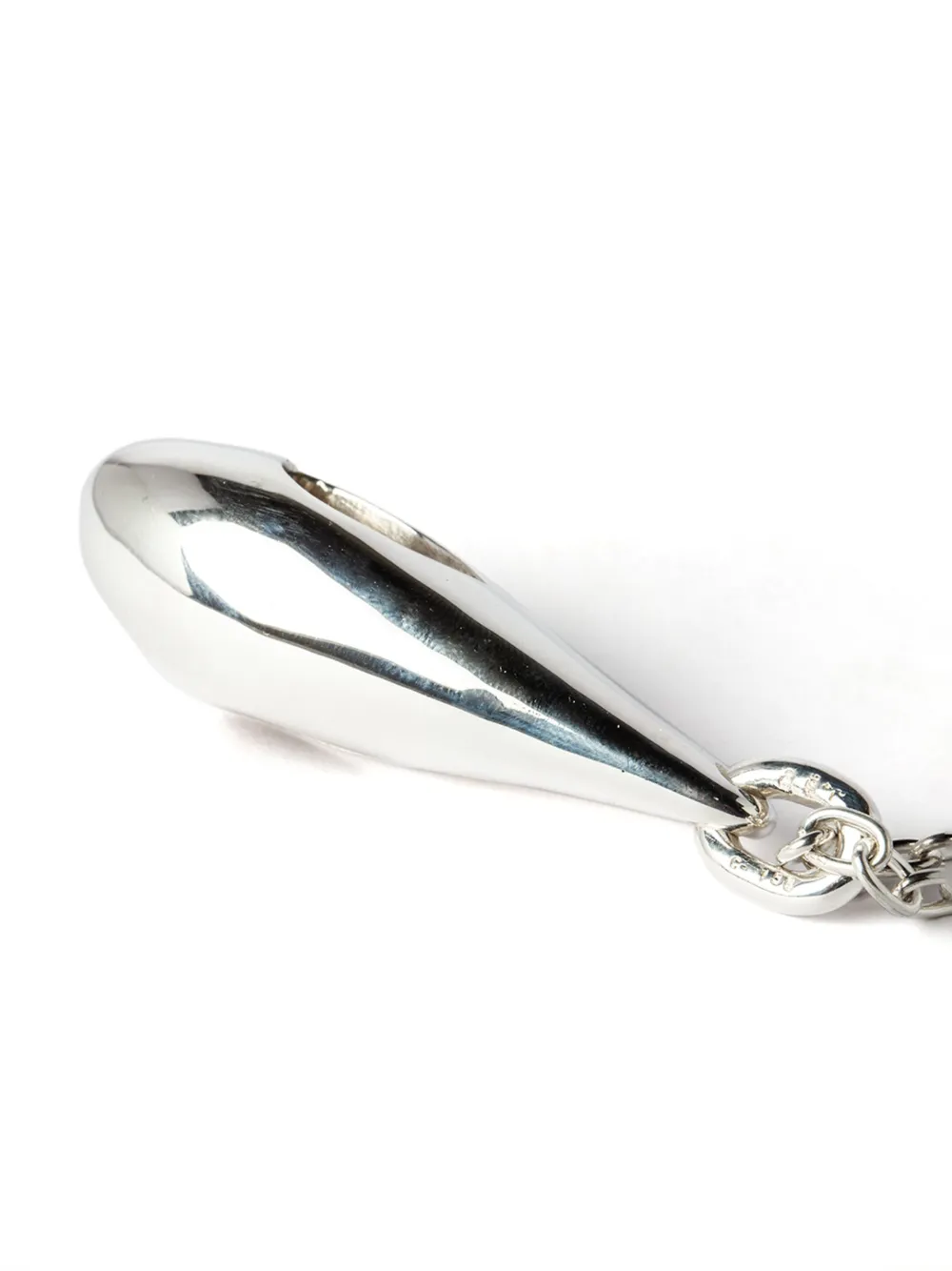 Grey necklace, side view