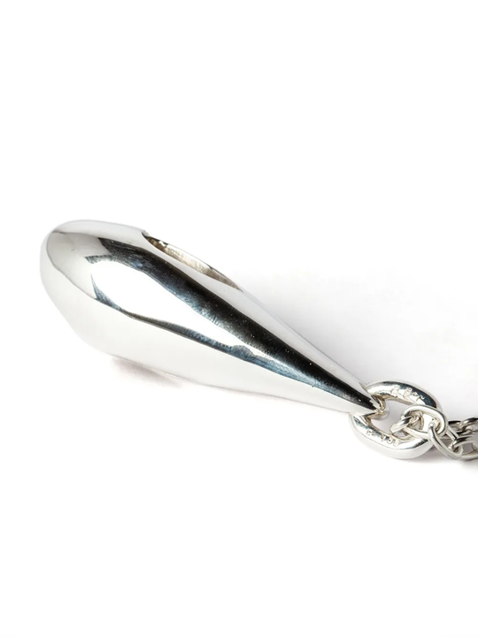 Grey necklace, side view
