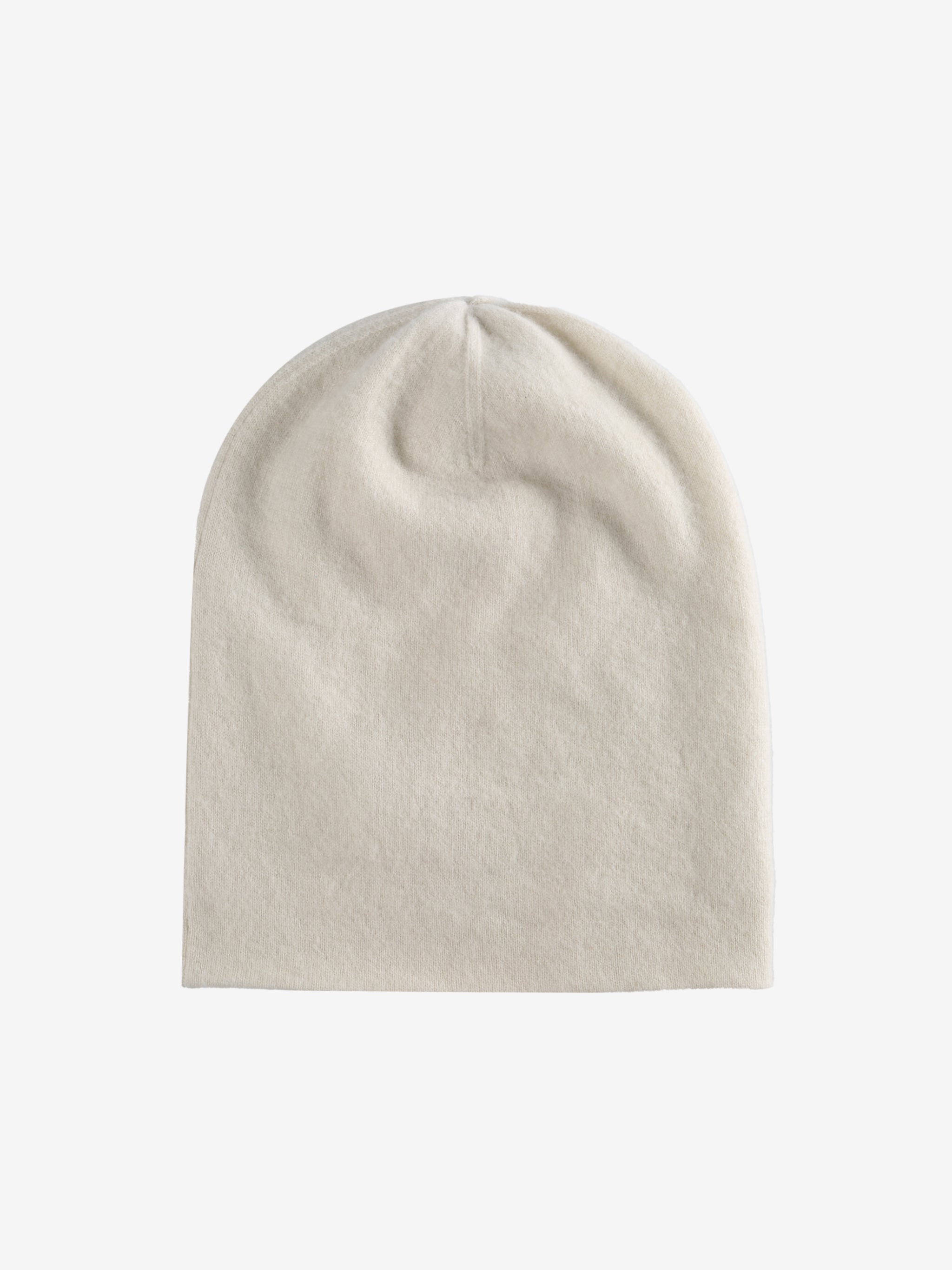 Tan knit beanie,back view