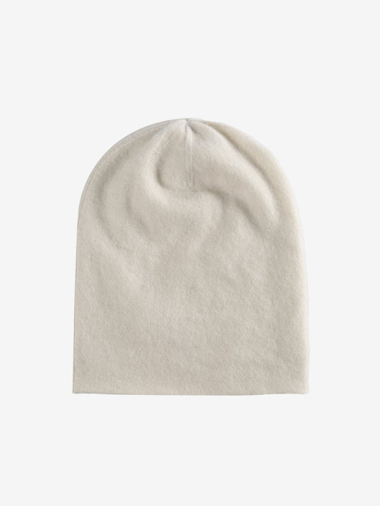 Tan knit beanie,back view