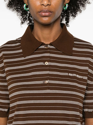 MIU MIU Women Cotton Stripe Polo Shirt