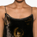 Close up of brown dresses, showing texture of the  fabric