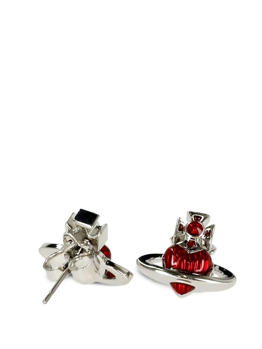 Red earrings, side view