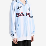 A BATHING APE - Men Hand Draw Football Shark Relaxed Fit Full Zip Hoodie