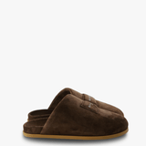 Brown loafers-mules, front view
