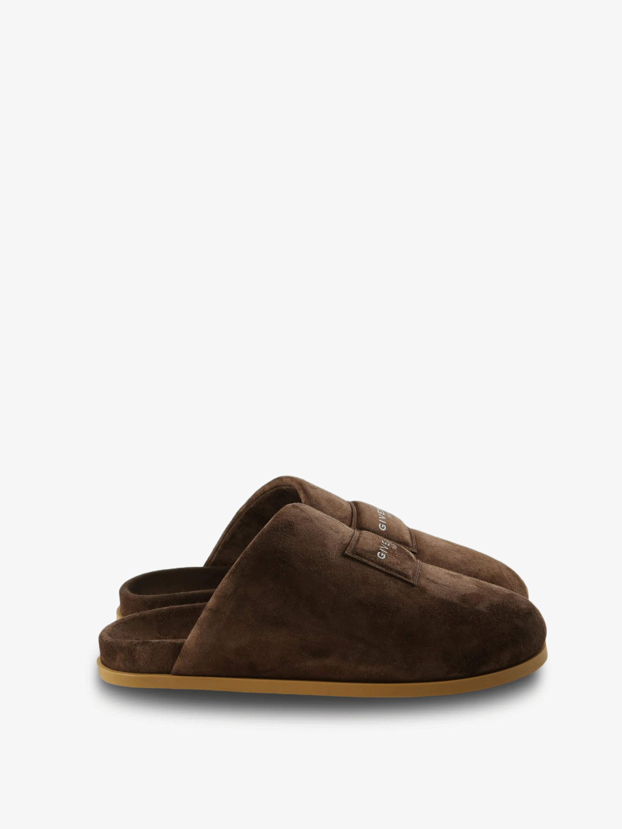 Brown loafers-mules, front view
