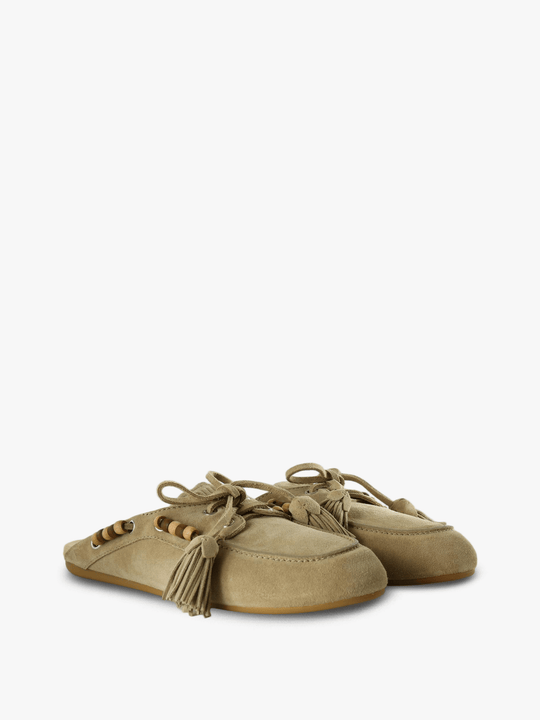 Tan shoes, front view