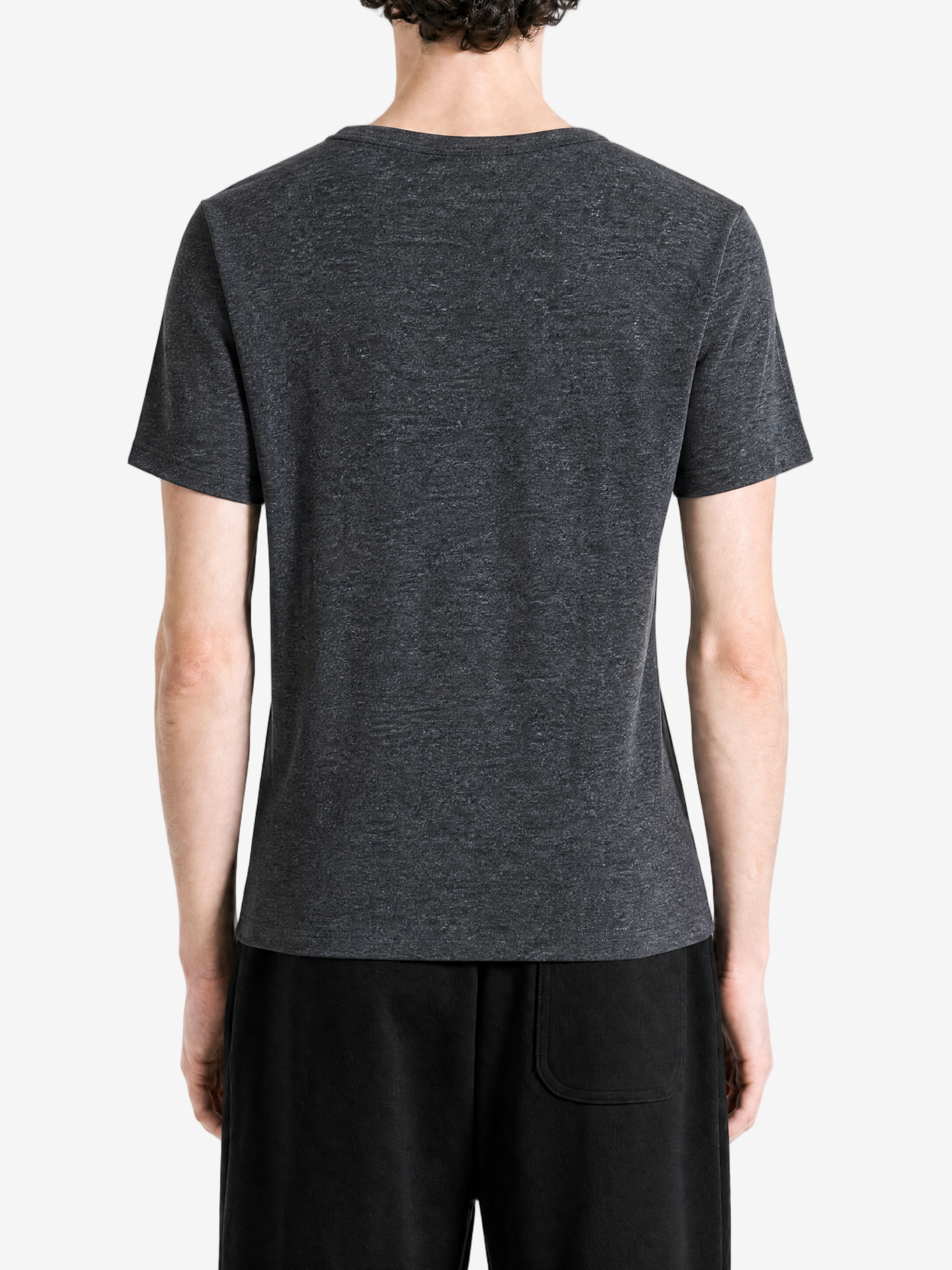 Grey t-shirt, full body view