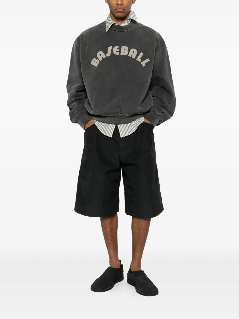 Grey hoodie, full body view
