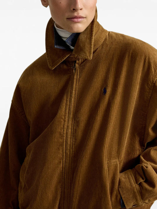 Brown jacket worn by a person, showing the jacket fit