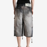 Grey shorts, full body view