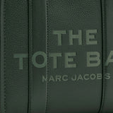 Close up of green bag, showing texture of the leather fabric