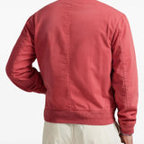 Red jacket worn by a person, showing the jacket's fit