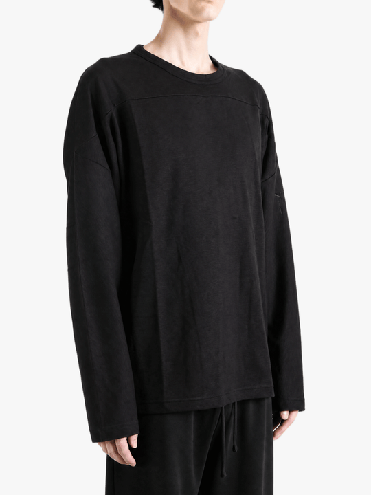 Black t-shirt, full body view