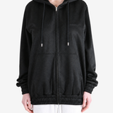 Black hoodie, full body view