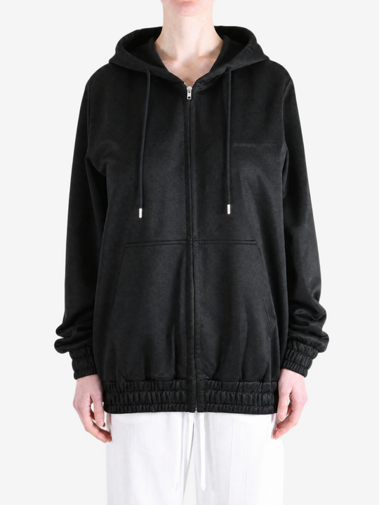 Black hoodie, full body view