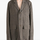 Grey jacket worn by a person, showing the jacket fit