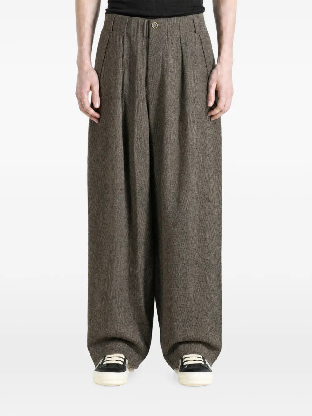 Grey pants, full body view