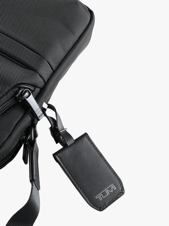 Close up of black bag, showing texture of the nylon fabric