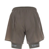 Tan shorts, back view