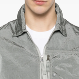 Close up of Grey coat, showing texture of the Polyamide fabric