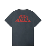 Black t-shirt, back view