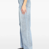 blue jeans worn by a person, showing the jeans fit