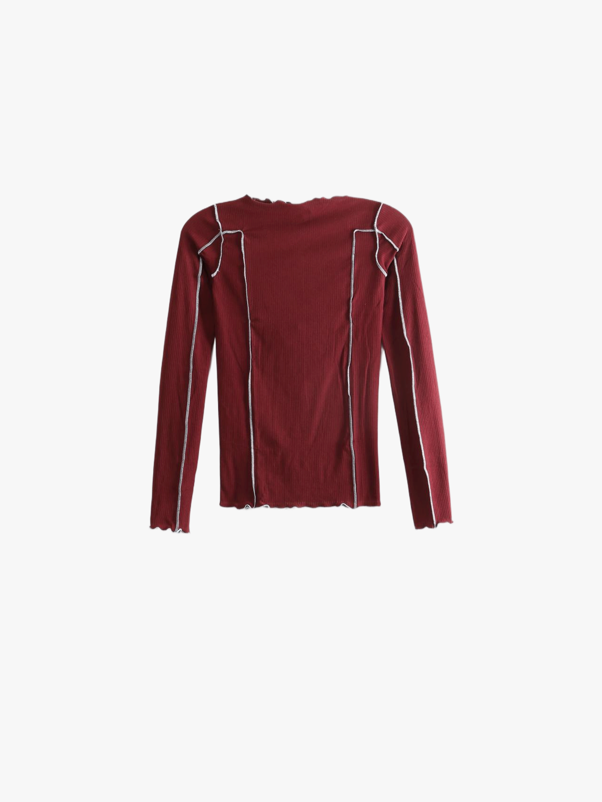 Burgundy t-shirt, front view