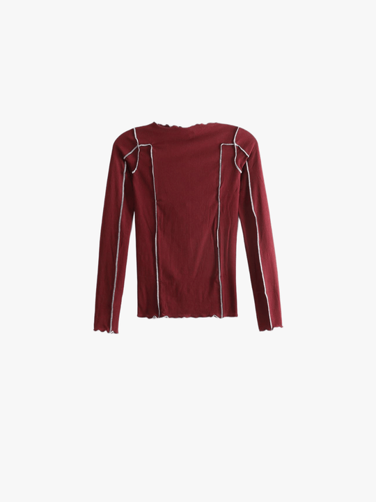 Burgundy t-shirt, front view