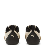 Tan sneakers, back view