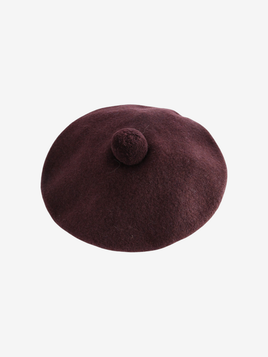 Burgundy hat, front view
