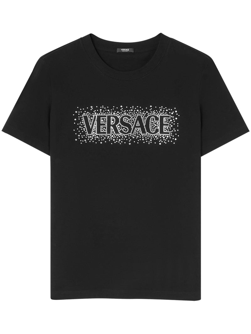 VERSACE - Women Crystal Versace Logo T-Shirt