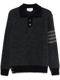 THOM BROWNE - Men Tonal Textured Stitch Funnel Neck Knitwear