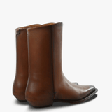 Tan boots, back view