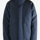 Navy jacket worn by a person, showing the jacket's fit