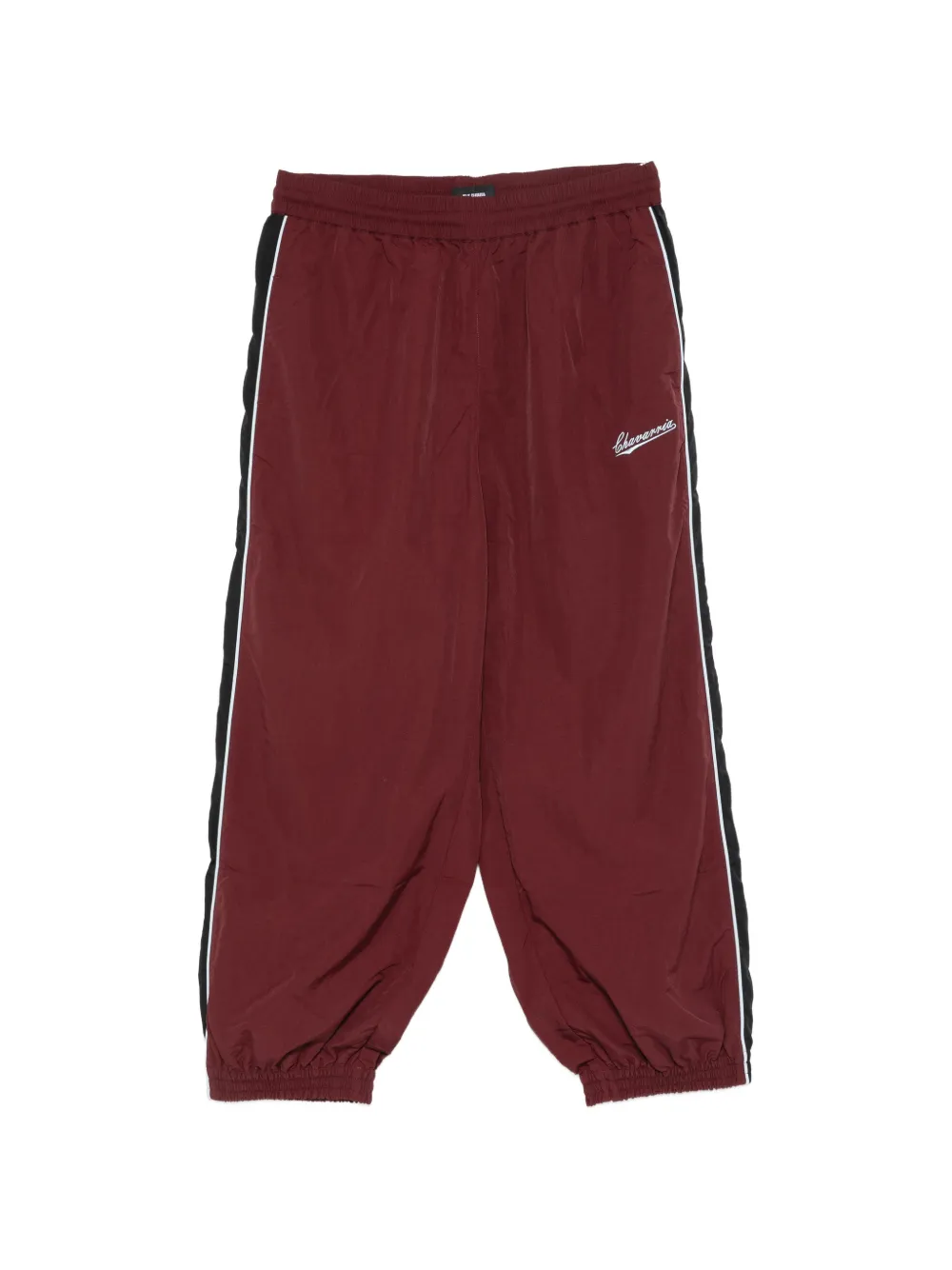 Burgundy pants, front view