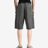 Grey shorts, full body view