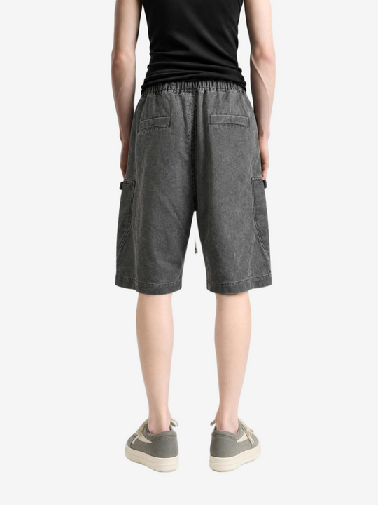 Grey shorts, full body view