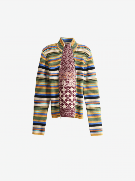 Burgundy knitwear, front view