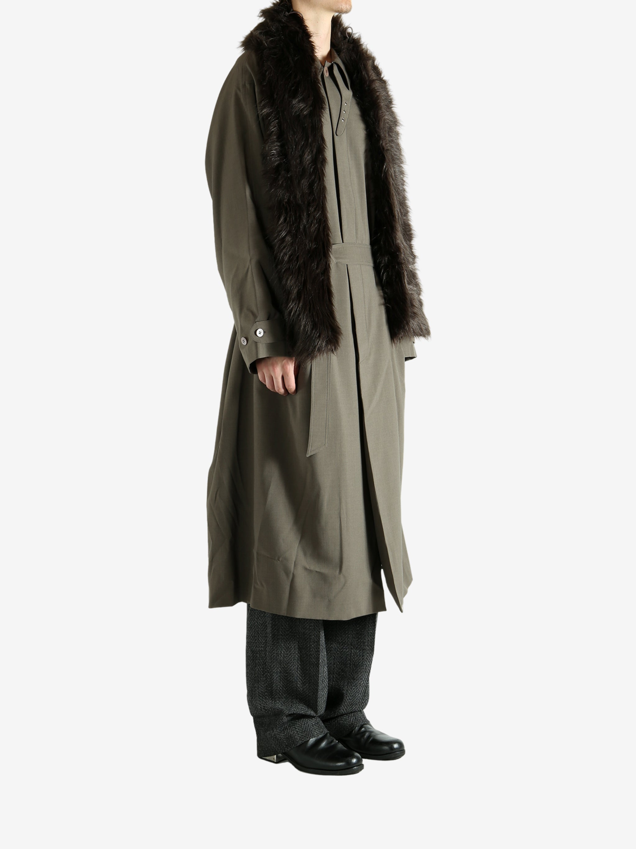 Green coat,full body view