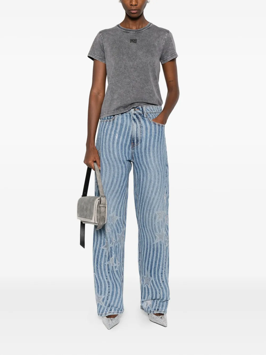 Blue pants, full body view