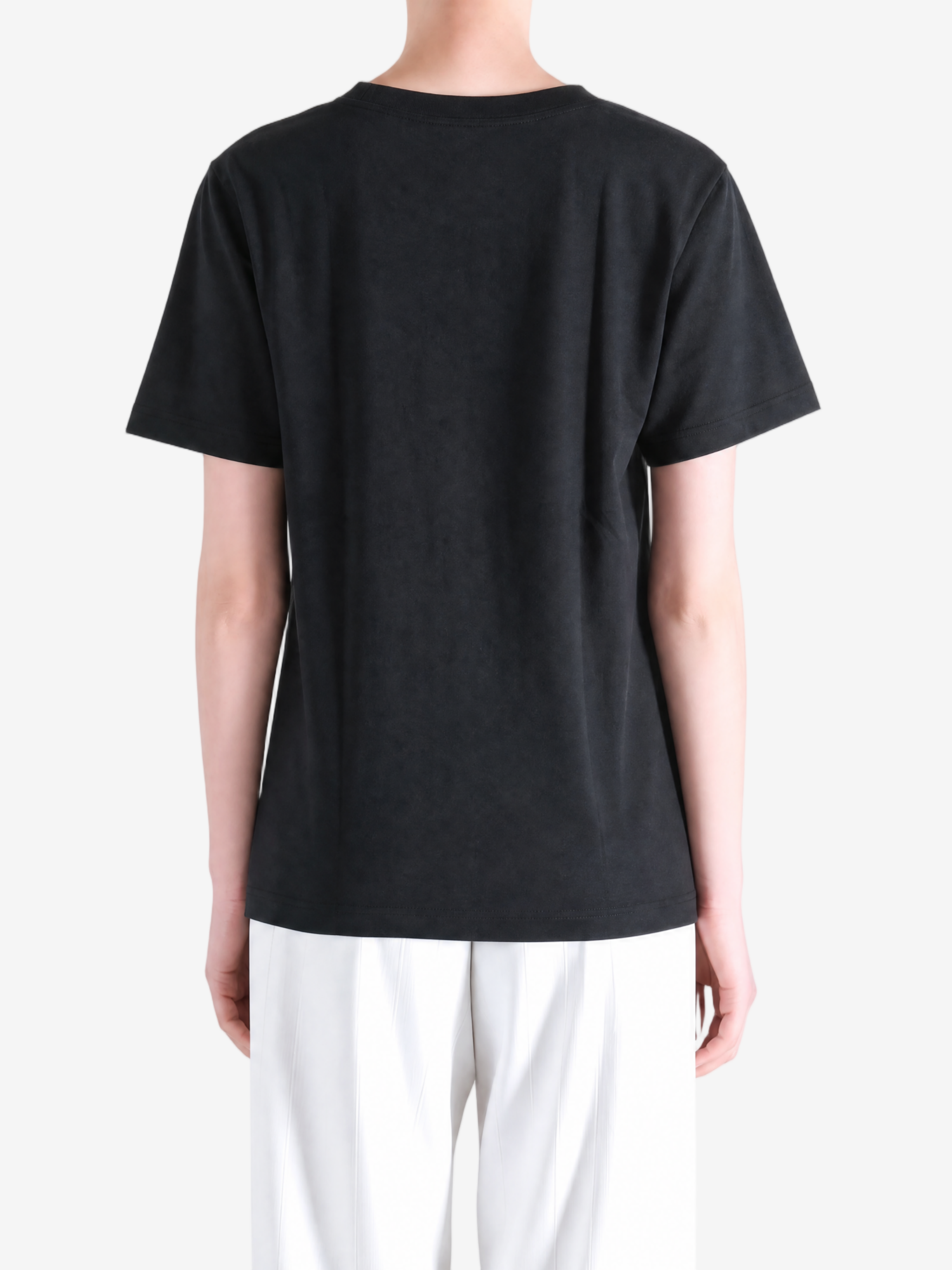 Black t-shirt, full body view